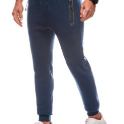 Pantaloni de trening cu buzunare cu fermoar-BARBATI-IMBRACAMINTE/Pantaloni si colanti