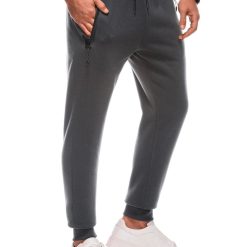 Pantaloni de trening cu buzunare cu fermoar-BARBATI-IMBRACAMINTE/Pantaloni si colanti