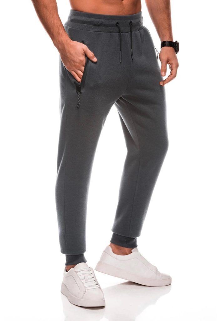 Pantaloni de trening cu buzunare cu fermoar-BARBATI-IMBRACAMINTE/Pantaloni si colanti