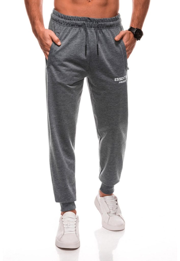 Pantaloni de trening cu buzunare cu fermoar-BARBATI-IMBRACAMINTE/Pantaloni si colanti
