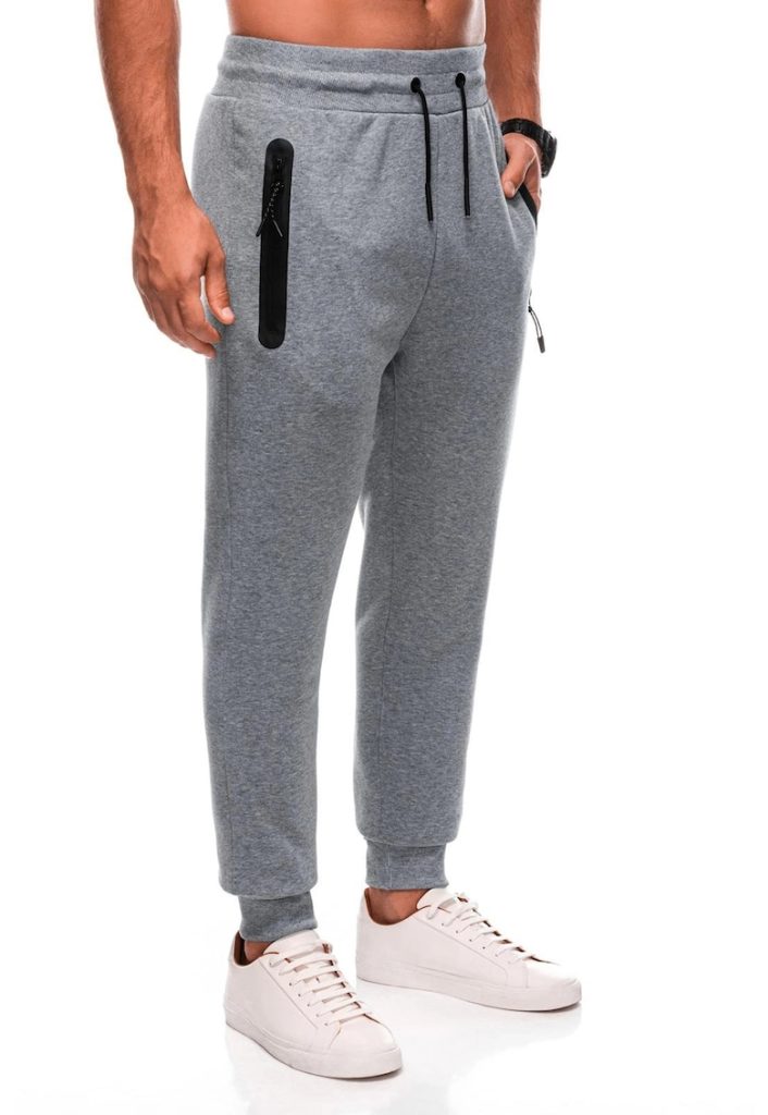 Pantaloni de trening cu buzunare cu fermoar-BARBATI-IMBRACAMINTE/Pantaloni si colanti