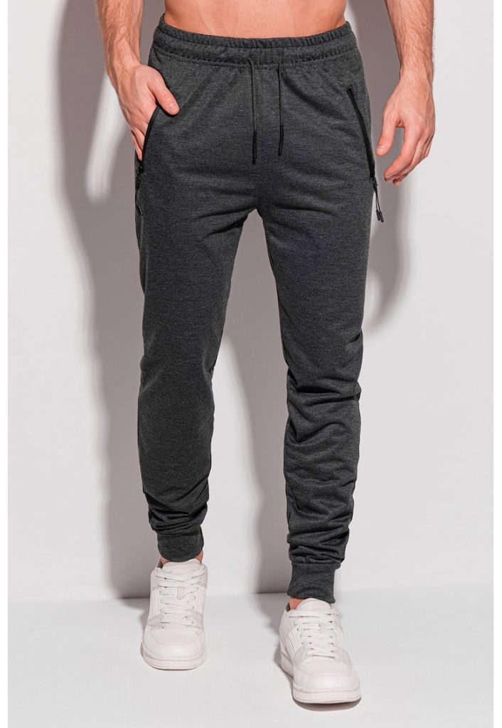 Pantaloni de trening cu talie medie si snur-BARBATI-IMBRACAMINTE/Pantaloni si colanti