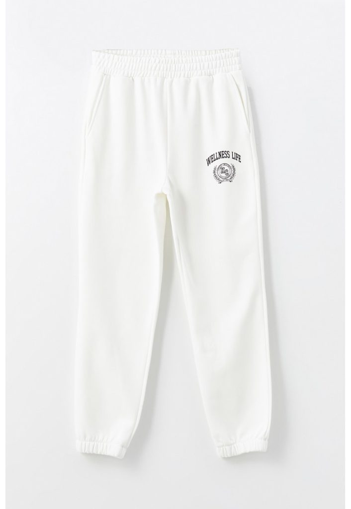 Pantaloni de trening din amestec de bumbac cu text-FEMEI-IMBRACAMINTE/Pantaloni si colanti