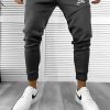 Pantaloni de trening gri inchis   silon   conici 12375 37-3.1-Pantaloni > Pantaloni de trening