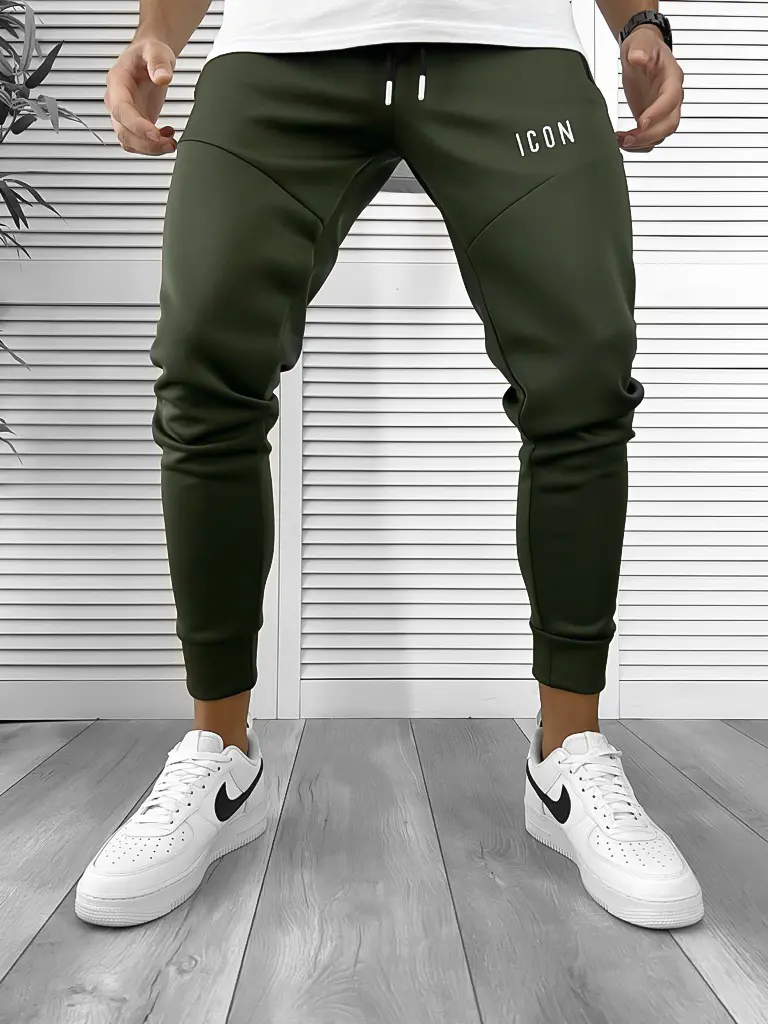 Pantaloni de trening kaki  silon   conici 12377   D3-5.2-Pantaloni > Pantaloni de trening