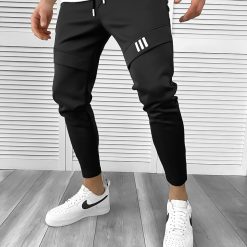 Pantaloni de trening negri conici 10230 113-4-Pantaloni > Pantaloni de trening
