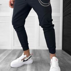 Pantaloni de trening negri  conici  13038 N3-4.3-Pantaloni > Pantaloni de trening