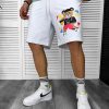 Pantaloni de trening scurti albi   cu imprimeu Y247  O3-1.2-Pantaloni > Pantaloni scurti