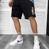 Pantaloni de trening scurti  negri  cu imprimeu Y240  N6-3.3-Pantaloni > Pantaloni scurti