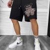 Pantaloni de trening scurti negri  cu imprimeu Y245  O3-1.3-Pantaloni > Pantaloni scurti