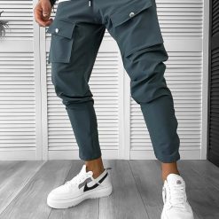 Pantaloni de trening slim fit verde inchis 6050 N8-3.1-Pantaloni > Pantaloni de trening