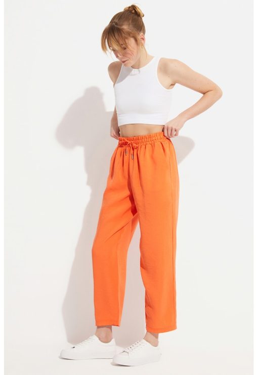 Pantaloni drepti cu snur-FEMEI-IMBRACAMINTE/Pantaloni si colanti