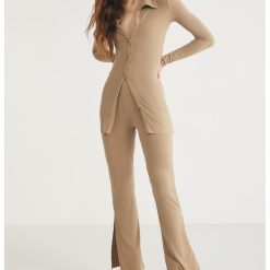 Pantaloni evazati striati-FEMEI-