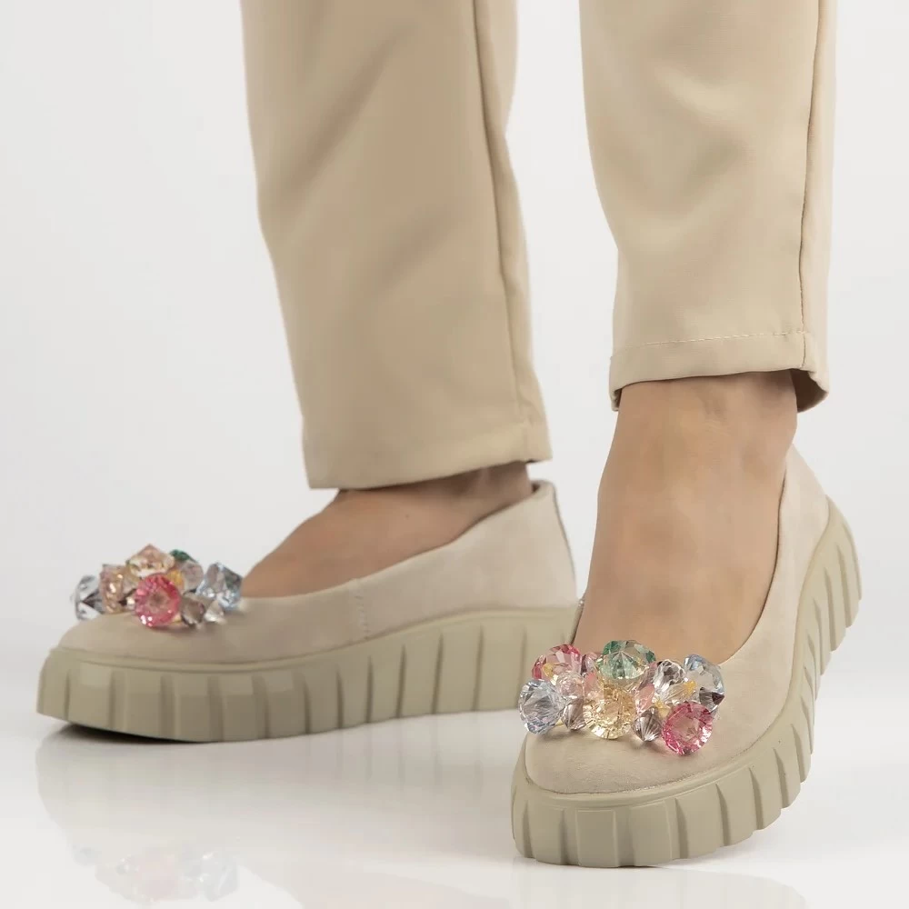 Pantofi piele naturala 4682 bej-Pantofi-Pantofi