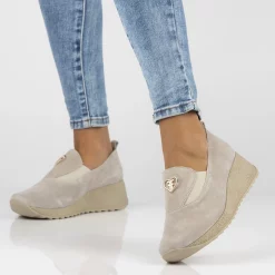 Pantofi piele naturala 6786 bej-Pantofi-Pantofi