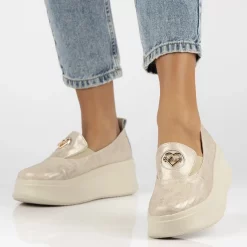 Pantofi piele naturala 6794 bej-Pantofi-Pantofi