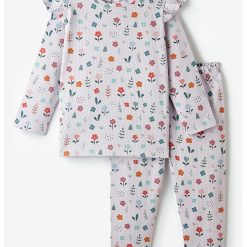 Pijama cu imprimeu floral-FETE-IMBRACAMINTE/Pijamale si halate de baie