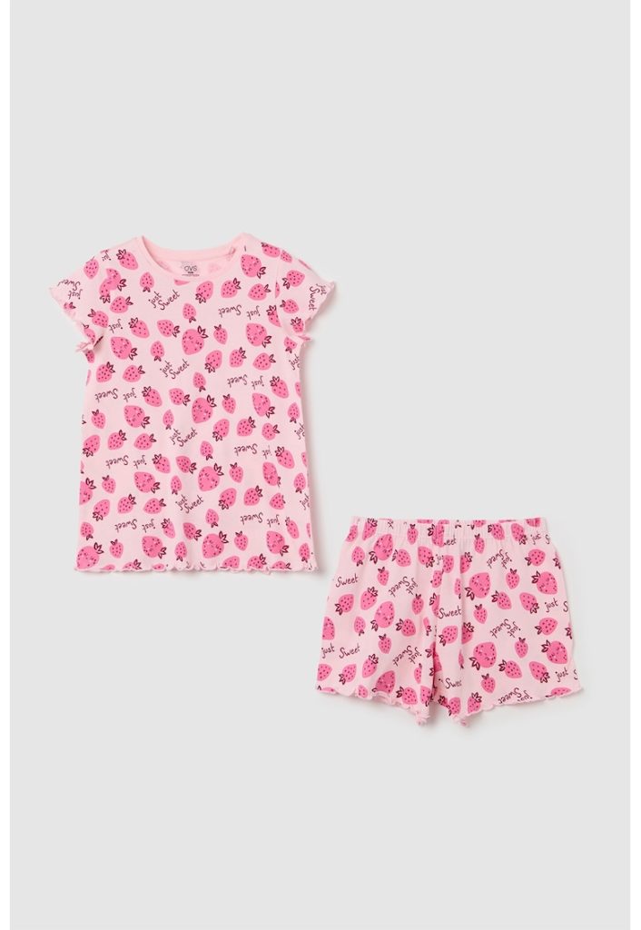 Pijama cu pantaloni scurti si imprimeu grafic-FETE-