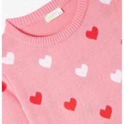 Pulover cu imprimeu cu inimi-FETE-IMBRACAMINTE/Pulovere si cardigane