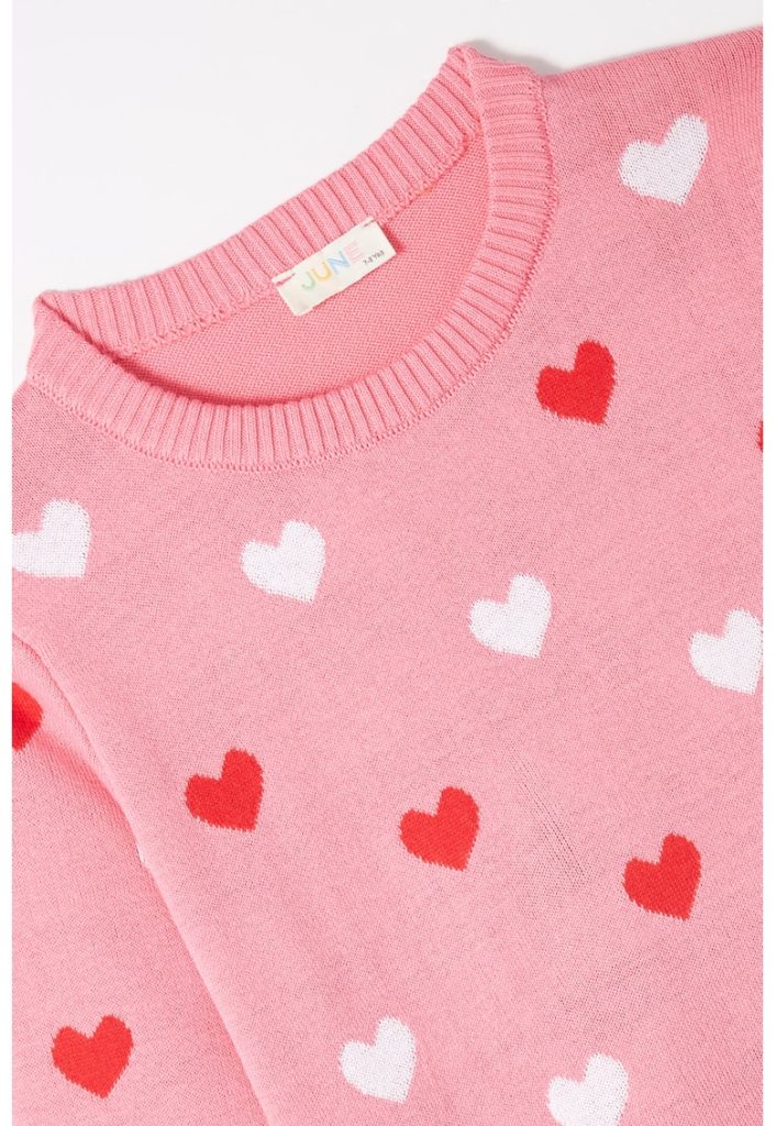 Pulover cu imprimeu cu inimi-FETE-IMBRACAMINTE/Pulovere si cardigane