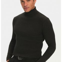 Pulover striat slim fit cu guler inalt-BARBATI-IMBRACAMINTE/Pulovere si cardigane