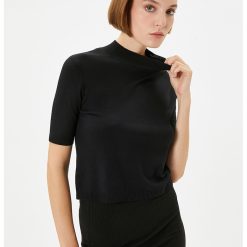 Pulover tricotat fin cu maneci scurte-FEMEI-