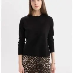 Pulover uni cu decolteu la baza gatului-FEMEI-