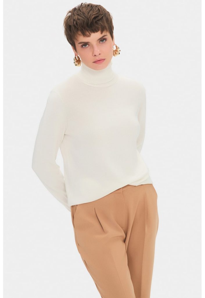 Pulover uni slim fit cu guler inalt-FEMEI-IMBRACAMINTE/Pulovere si cardigane