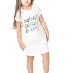Rochie cu maneci scurte si imprimeu text-FETE-