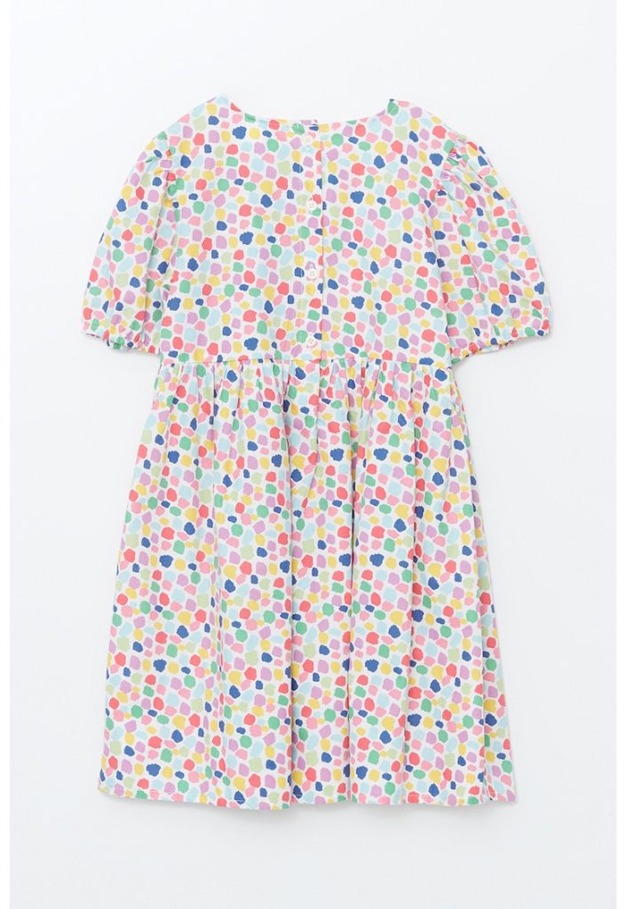 Rochie din bumbac cu model floral si maneci bufante-FETE-