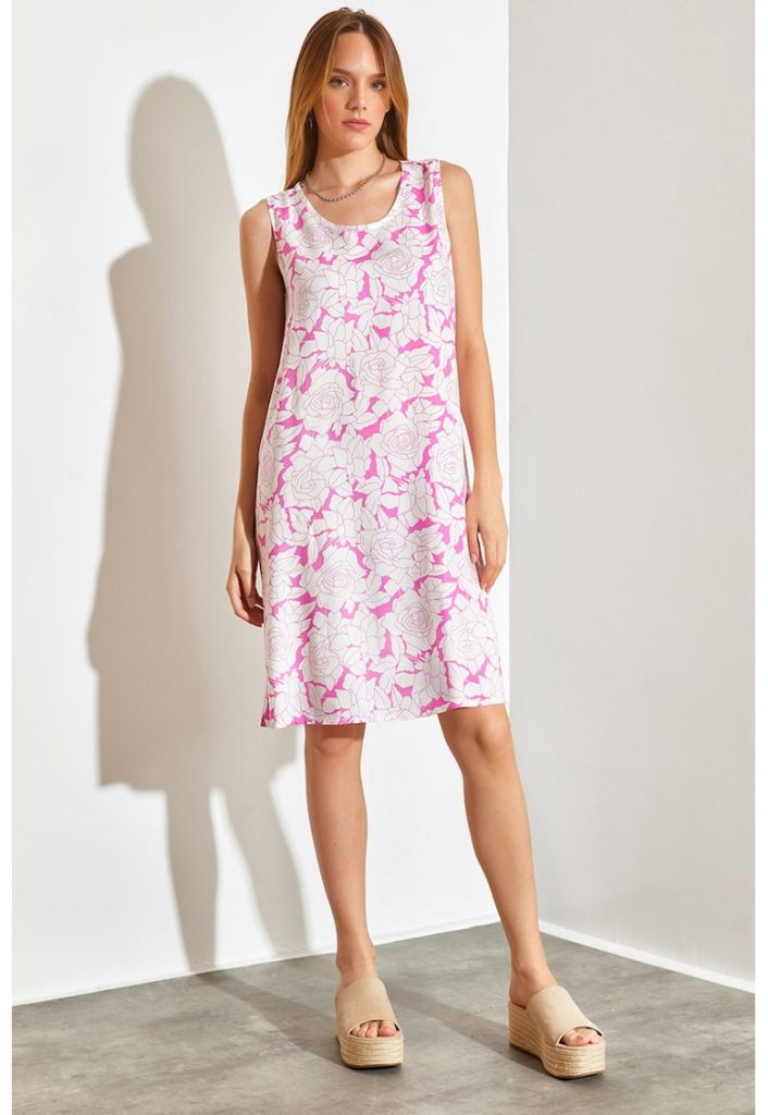 Rochie dreapta cu model floral-FEMEI-IMBRACAMINTE/Rochii