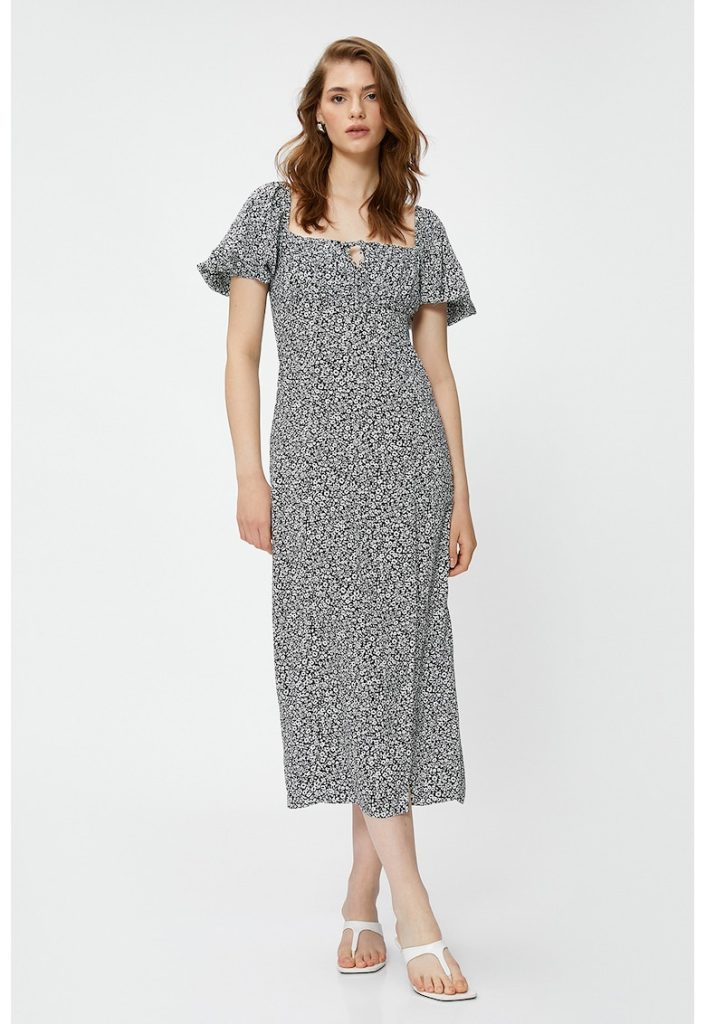 Rochie midi cu model floral-FEMEI-