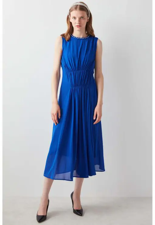 Rochie midi evazata - fara maneci-FEMEI-