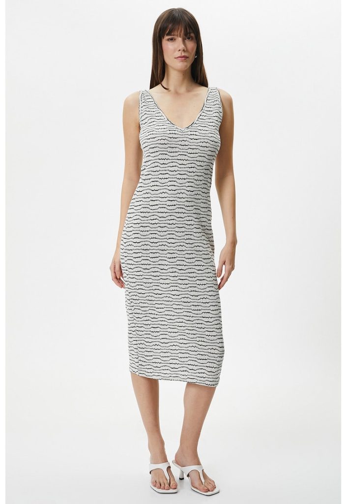Rochie midi in dungi fara maneci-FEMEI-