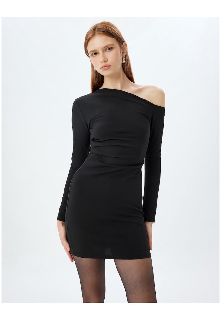 Rochie mini cu decolteu pe un umar-FEMEI-