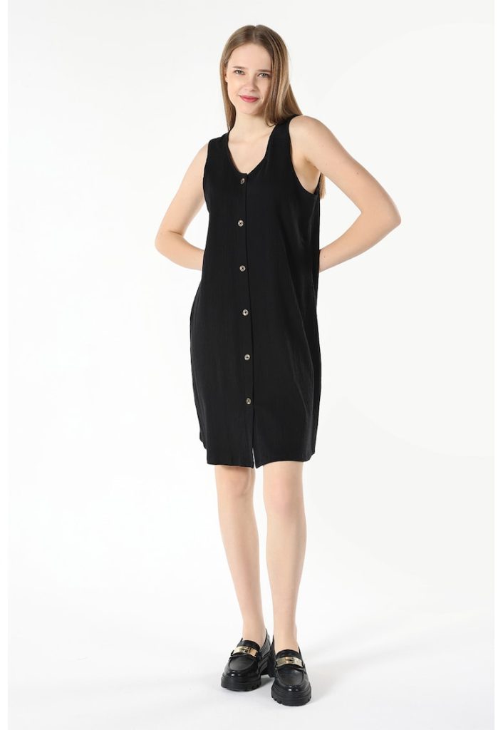 Rochie mini din amestec de bumbac-FEMEI-