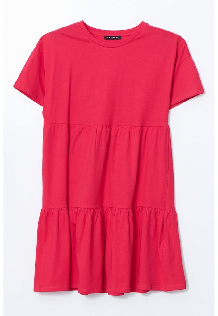 Rochie scurta din bumbac cu model stratificat-FEMEI-IMBRACAMINTE/Rochii