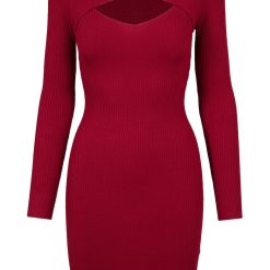 Rochie striata cu decupaj frontal-FEMEI-