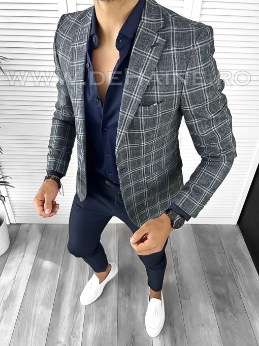 Sacou barbati in carouri slim fit B1487 D2-1.3-Sacouri barbati