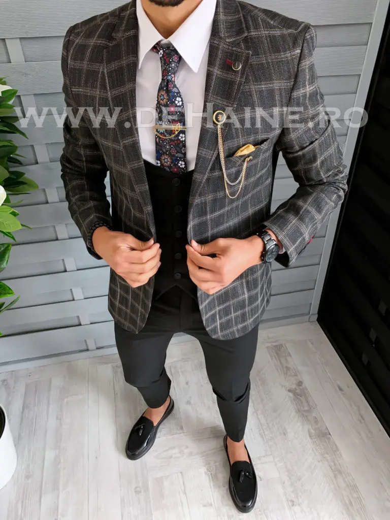 Sacou barbati in carouri slim fit B1537 P20-3.1-Sacouri barbati