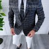 Sacou barbati in carouri  slim fit B4243 22A-3.1-Sacouri barbati