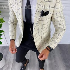 Sacou barbati in carouri slim fit B4991 118-2-Sacouri barbati