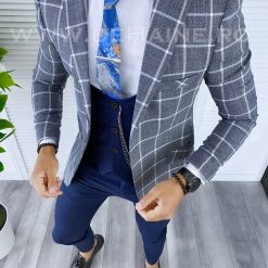 Sacou barbati  in carouri slim fit B5320  O2-4.1-Sacouri barbati