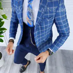 Sacou barbati in carouri slim fit B5611 X-Sacouri barbati