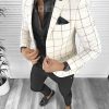 Sacou barbati slim fit alb in carouri B8322 P19-2.2-Sacouri barbati