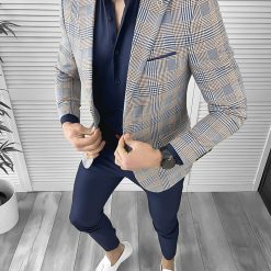 Sacou barbati slim fit albastru 732 I9-3-Sacouri barbati