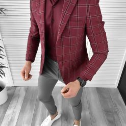 Sacou barbati slim fit grena 10324 S1-3-Sacouri barbati