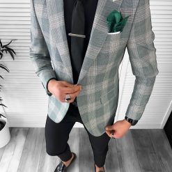 Sacou barbati slim fit in carouri 11811 X-Sacouri barbati