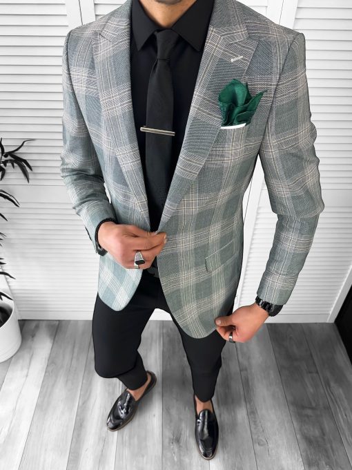Sacou barbati slim fit in carouri 11811 X-Sacouri barbati