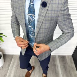 Sacou barbati slim fit in carouri 611 15-5-Sacouri barbati